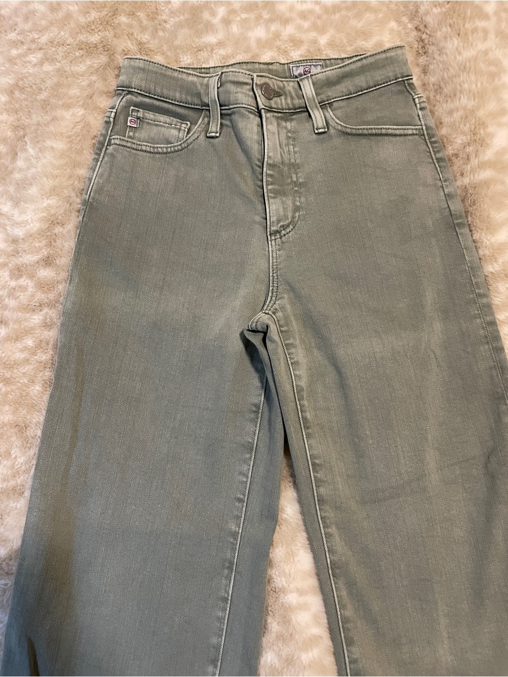 AG DENIM THE ETTA High-Rise Green DENIM